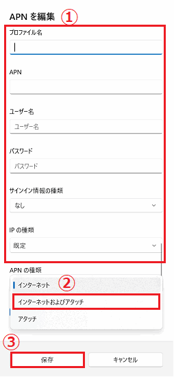 インターネットおよびアタッチ