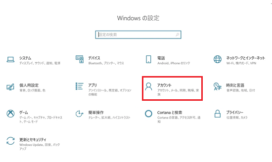 アカウントが赤枠で囲われた画像