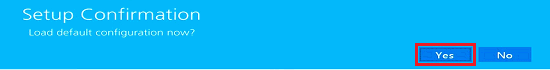 Setup Confirmation画面で「Yes」に赤い枠