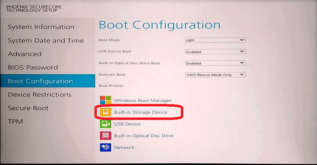 [Boot Priority]画面