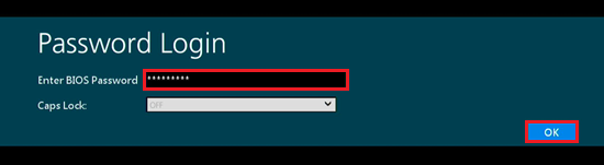 Machine Password、User Password、OKが赤く囲われている画像
