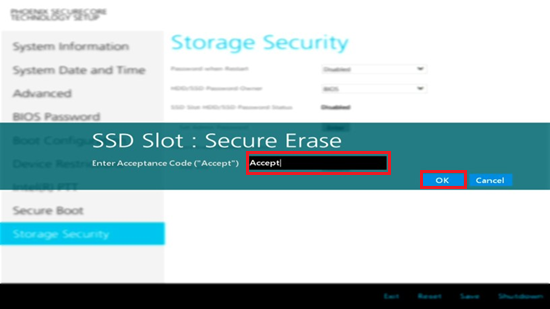 入力枠とOKが赤枠で囲われた画面
