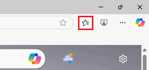 Microsoft Edgeお気に入りのアイコンが赤で囲われている画像