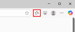Microsoft Edgeお気に入りのアイコンが赤で囲われている画像