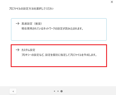 カスタム設定が赤枠で囲われた画像