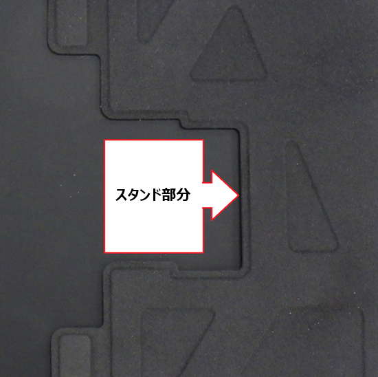くぼみ部分が赤枠で囲われた画像