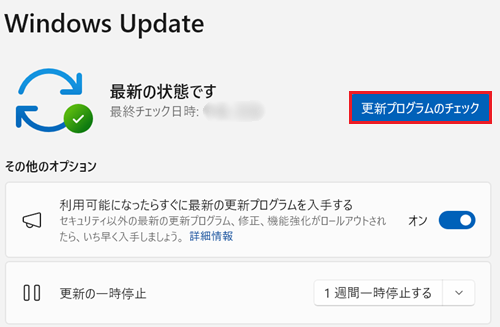 更新プログラムのチェック