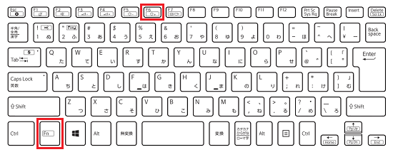 キーボードの【Fn】キーと【F6】キーに赤い枠