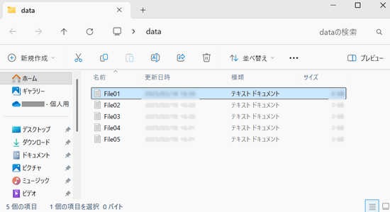 コピーするファイルを表示