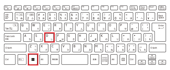 WindowsキーとDキーを囲ったキーボードの図