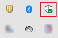Windowsセキュリティのアイコンが赤で囲われている画像