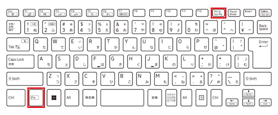 キーボードのPrintScreen キーを押す画像