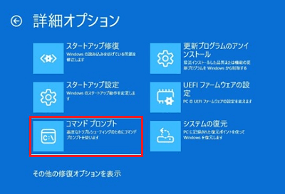 「詳細オプション」cmd