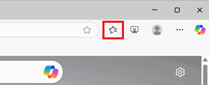 Microsoft Edgeお気に入りのアイコンが赤で囲われている画像
