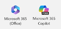「Microsoft 365(Office)」と「Microsoft 365 Copilot」アイコンに赤い枠