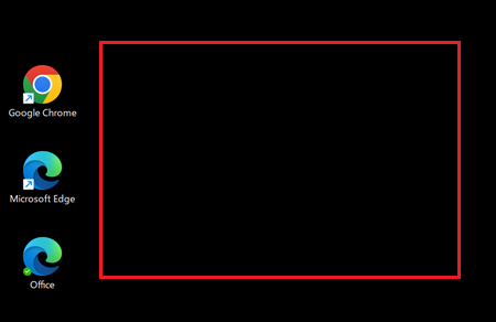 デスクトップの何もない場所が赤で囲われている画像