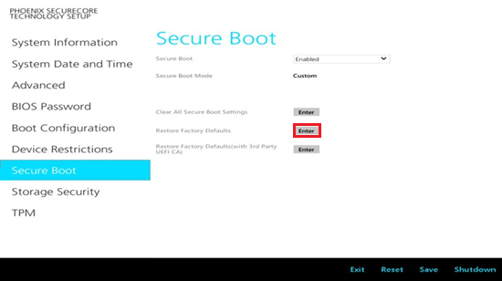 BIOS_Restore Factory Defaults