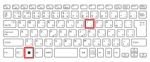 キーボード画面でWindows+Iキーを押して設定を開き、個人用設定をクリックする画像