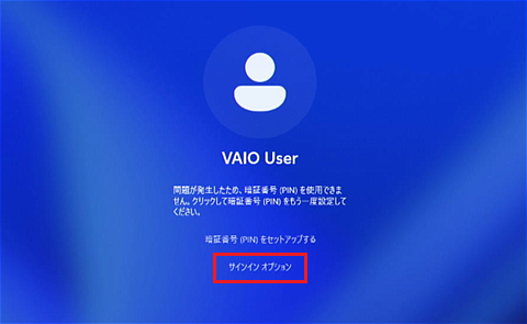 PINに問題が発生した画面
