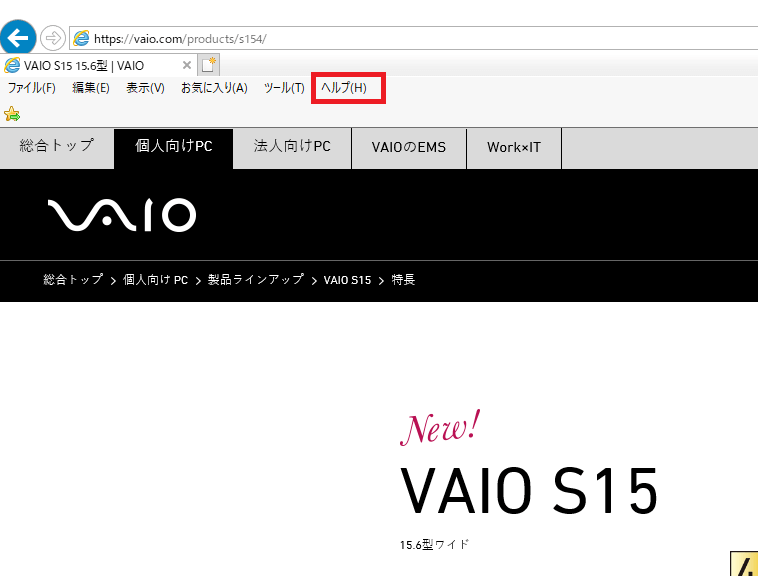 [Internet Explorer]画面