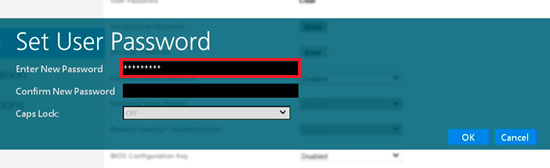 Enter New Passwordの入力欄が赤で囲われている画像