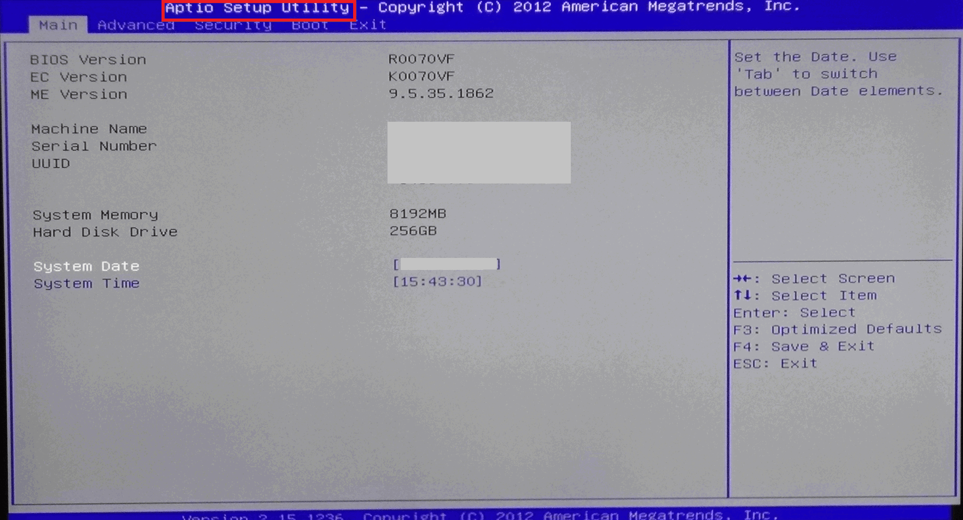 Aptio Setup Utility