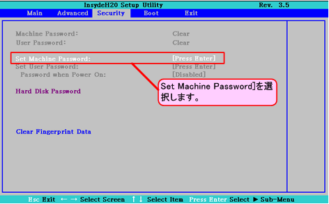 [InsydeH20 Setup Utility]画面